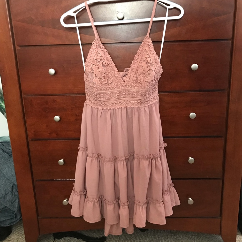 Hello Molly Dusty Blush tie back dress